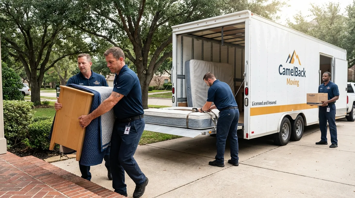 Crew loading residential truck for cross-state move from Perry, OH